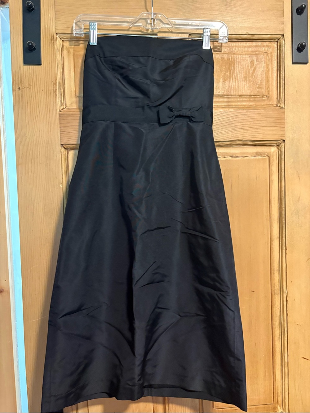 J. Crew Black Strapless A-Line Dress with Waist Bow Detail
